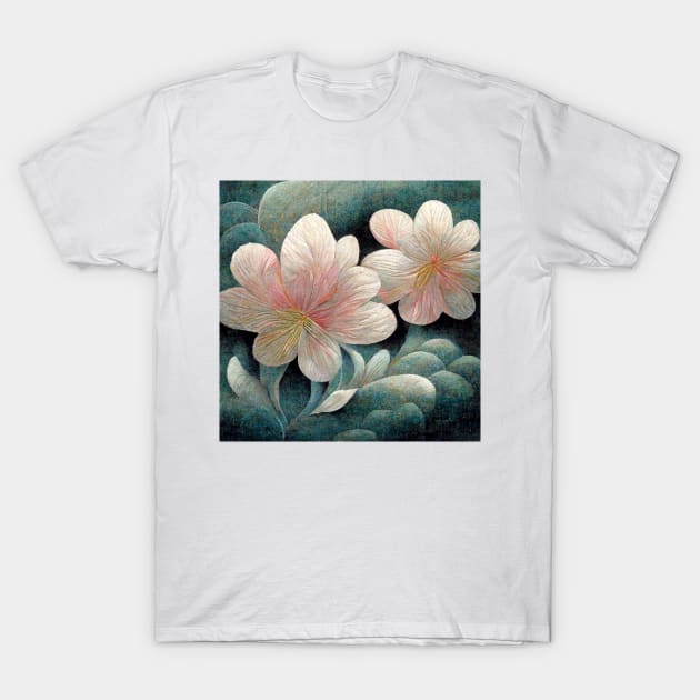 Traditional Japanese Flowers Painting Canvas #1 T-Shirt by AntielARt